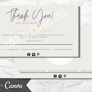 Editable Business Thank You Cards | Small Business | Digital Download | Business Cards | Parcel | Gift Cards | Thank You For Your Purchase