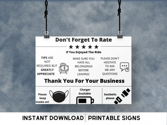 Uber/lyft Printable Signage Instant Download Rideshare Signs Lyft