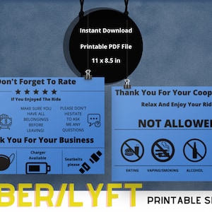 Uber/Lyft Printable Signage | Instant Download | Rideshare Signs | Lyft Uber Tips | Rideshare Accessories | Digital Download