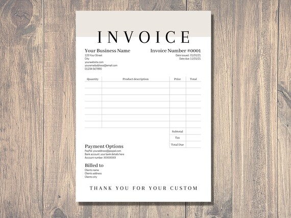 Canva Simple Invoice Template Printable Invoice Instant | Etsy