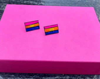 Pansexual Pride Flag Stud Earrings