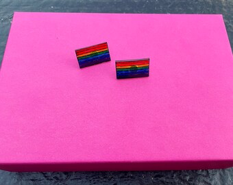 Pride Rainbow Flag Stud Earrings