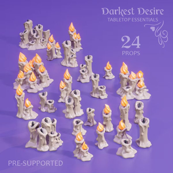 Miniature Candles - Tiny candles - 32mm scale - diorama décor - D&D terrain - Warhammer Basing