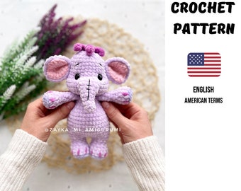 Crochet Pattern Elephant / Amigurumi Elephant tutorial / Plush Elephant crochet / Digital Download