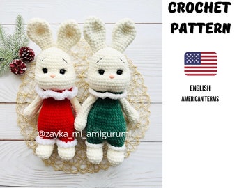 Crochet bunny pattern / cute christmas bunny amigurumi tutorial / crochet hare pattern / amigurumi bunny pattern