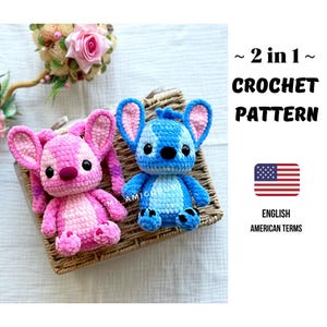 Mostri alieni blu e rosa MODELLO ALL'UNCINETTO / modello Amigurumi / giocattolo amigurumi facile per bambini / morbido peluche mostro punto blu e rosa