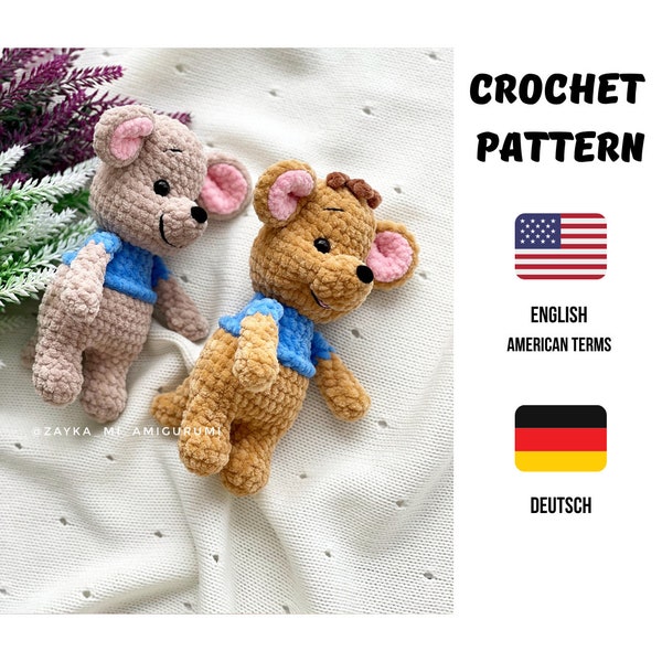 Crochet Pattern Kangourou / Tutoriel Amigurumi Kangourou / Peluche Kangourou au crochet / Téléchargement numérique