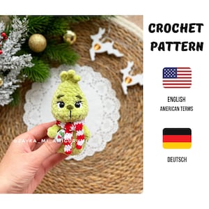 green villain plüsch mini Crochet PATTERN PDF/ Amigurumi The christmas thief / Crochet green villain / toy plüsch crochet/Green Grouch mini