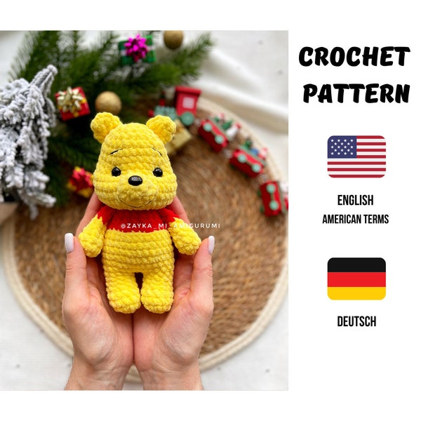 Winnie-the-Pooh Crochet Pattern PDF / Amigurumi crochet pattern / facile amigurumi bébé jouet / Lovely teddy Bear Winnie-the-Pooh