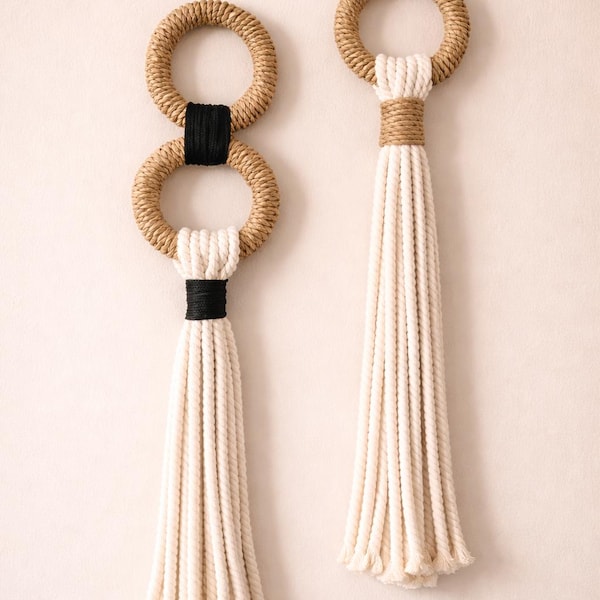 Minimalistisches Makramee-Wandbehang-Set - Neutrale Faserkunst
