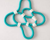 Turquoise Macrame Wall Hanging, Boho Wall Decor for Living Room