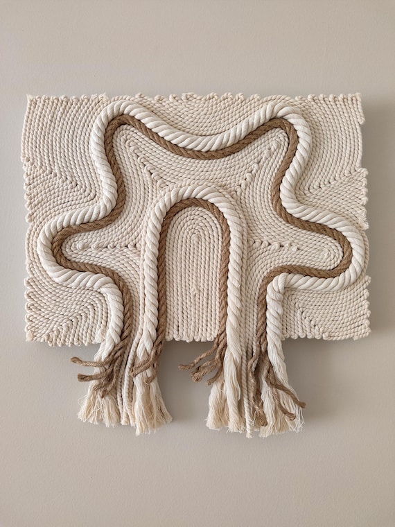 CIBONE x BYBORRE　「HANGING ART WALL」 Rope Covered Canvas Wall Hanging/geometry Pattern Wall