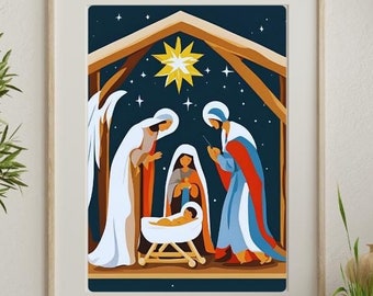 Presepe da dipingere con i numeri: regalo di Natale fai da te (download digitale)