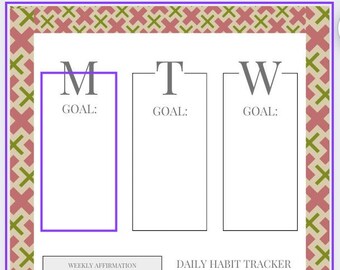 CUSTOMIZABLE Journal Sheet Goals & Affirmations Habit Tracker | Template Download | Use with Canva Free or Pro