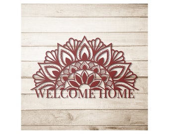 Welcome Home Die Cut Metal Farmhouse Sign, Color Red plus others available, Made in the USA