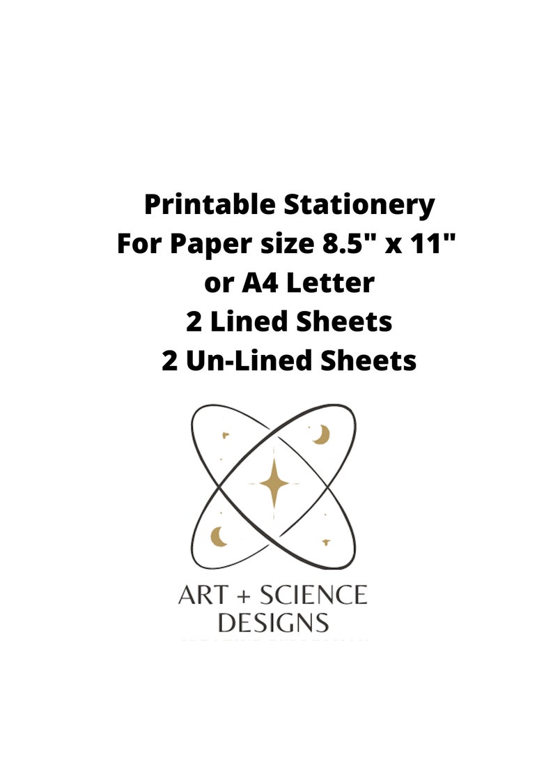 Printable Stationery Do-It-Yourself DIY Instant Digital Download Lined and Un-Lined 8.5x11 inches Paper Size PDF image 2