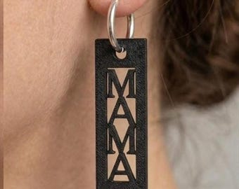 Ciondolo rettangolare nero opaco a forma di mamma / Pendente intercambiabile per gioielli di tendenza