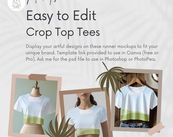 Mockup, Editable Canva Crop Top Tee Template for Global POD Providers Like Printify Printful Gelato Prodigi Gooten  Art of Where MWW Designs