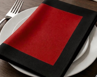 Tovagliolo da cena in tessuto rosso e nero, singolo o set da 4, decorazioni sportive color block per il ritorno a casa, elegante allestimento della tavola per eventi di confraternite greche