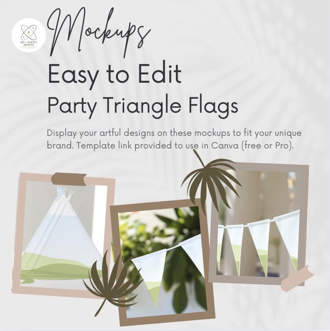 Party Triangle Flags Canva Template Mockup for Print-on-demand Design ...