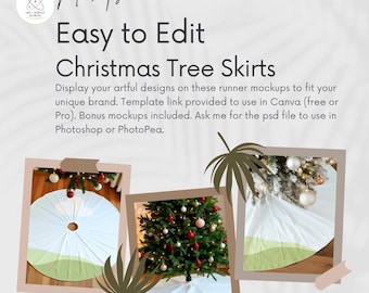 Mockup, modello modificabile per gonna per albero di Natale Canva per Printify e MWW Designs