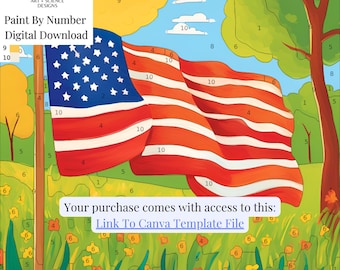 Bandiera americana da dipingere con i numeri - Tutorial di pittura fai-da-te su tavoletta grafica - Colora su app come Procreate, oppure Stampa su carta telata da PDF