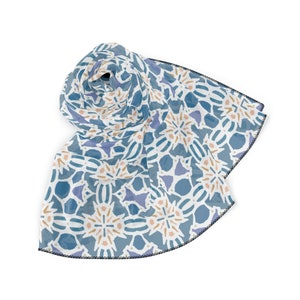 50 Inch Square Scarf Head Wrap or Tie Silky Soft Poly Chiffon Material Blue Pinwheels image 4