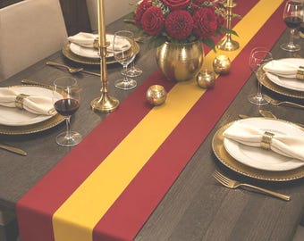 Runner da tavola cremisi e oro / Colori di affinità della scuola sportiva Colorway Block / Decorazioni per la cena del tailgate party di Homecoming / Tuskegee Bethune Shaw