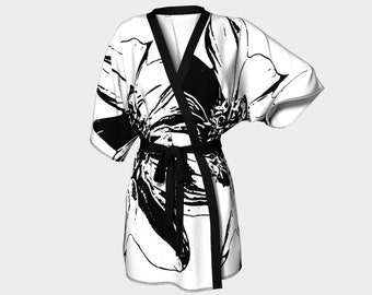 Kimono Robe | Dahlia Black | Bridal Wear Grooms' Wear , Spa Day| For Men & Women
