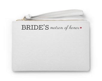 Wedding Party Bride's Matron of Honor Clutch Bag | Vegan Leather Saffiano Pattern Finish