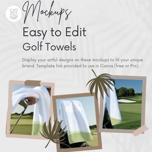 Modelo de mockup de toalha de golfe personalizada do Canva para download digital do Printify