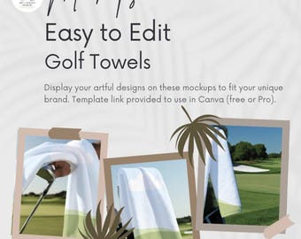 Mockup Canva, modello di asciugamano da golf per Printify POD Designs, download digitale