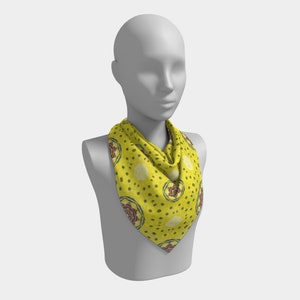 25 Inch Square Scarf Head Wrap or Tie Golden Yellow Sun Design Silky Soft Chiffon Material image 3