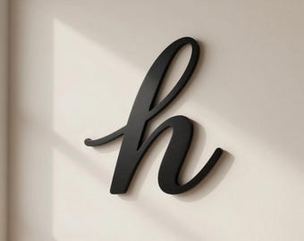 Lettera minuscola corsiva personalizzata h/ Stampa 3D da parete / Iniziale in corsivo per decorazione di casa e ufficio / Regalo con monogramma