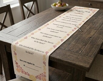 Runner da tavola personalizzato per riunioni di famiglia / Gioco a quiz / Decorazione Kente afroamericana / Personalizzalo