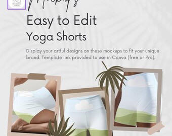 Yoga Shorts Mockup Canva Template: for Global POD Providers Like Printify Printful Gelato Prodigi Gooten  Art of Where MWW Designs