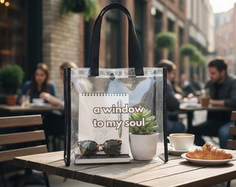 Clear Stadium Tote Bag: "Window To My Soul" Design, Venue Ready Carryall | For Game Day Football Futbol Basketball Baseball or Concert Event