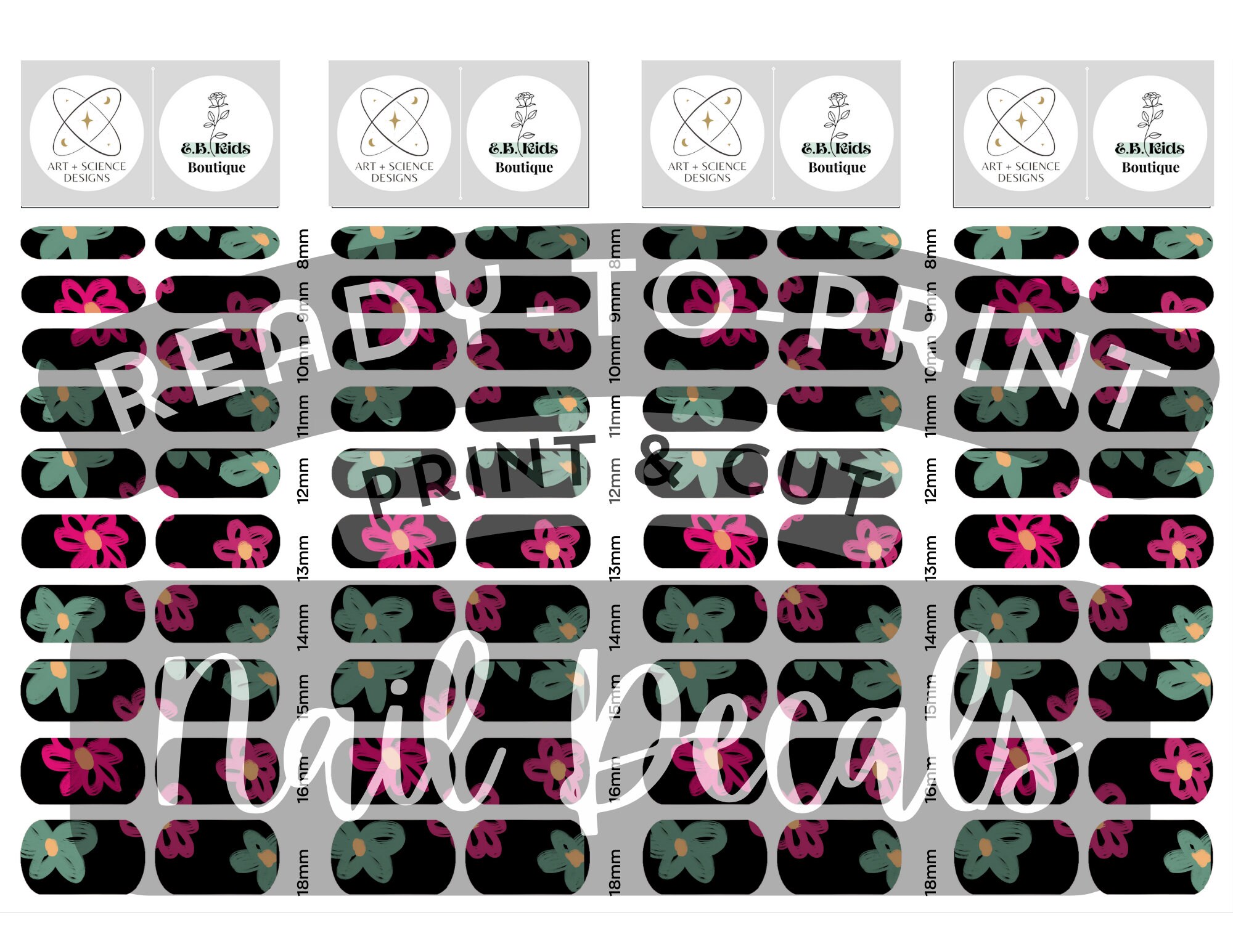 DIY Nail Art Waterslide Decal Designs - Ready to Print and Cut - Etsy