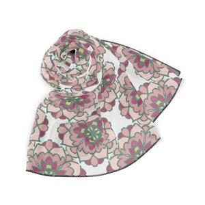 50 Inch Square Scarf Head Wrap or Tie Silky Soft Poly Chiffon Material Pink Pinwheels image 1