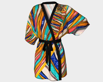 Kimono Robe | Pop Art Rainbow |  Bridal Wear Grooms' Wear , Spa Day| For Men & Women