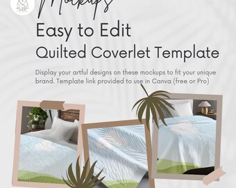 Quilted Bedspread Canva Mockup for Global POD Providers Like Printify Printful Gelato Prodigi Gooten  Art of Where MWW Designs