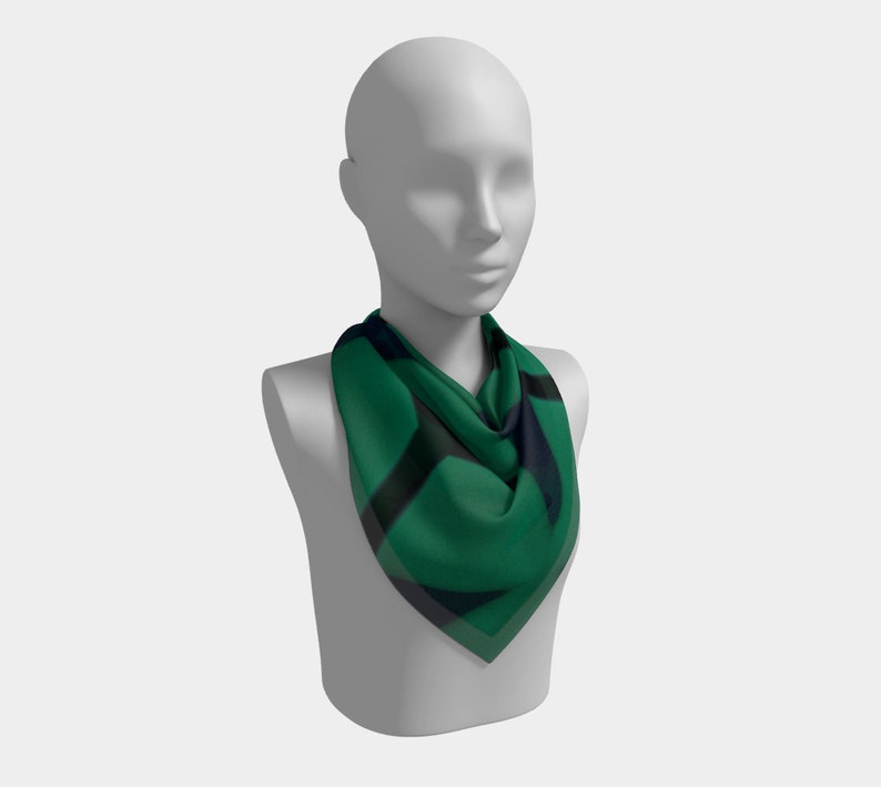 25 Inch Square Scarf Head Wrap or Tie Blue Green Delta Sky Silky Soft Chiffon Material image 3