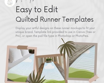 Mockup di runner trapuntato: modello Canva per fornitori globali di stampa su richiesta come Printify Printful Gelato Prodigi Gooten Art of Where MWW Designs