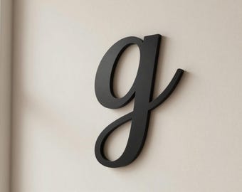 Lettera minuscola g in corsivo personalizzata / Decorazione murale stampata in 3D / Iniziale in corsivo per casa e ufficio / Regalo con monogramma
