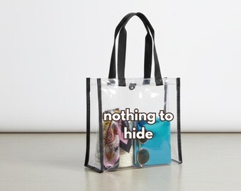 Clear Stadium Tote Bag: "Nothing To Hide" Design | For Travel, Game Day Football Futbol Basketball Baseball or Concert Event