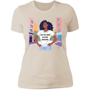 Empowered Women Slay Dragons T-Shirt Inspirational Gift for Strong Girls Feminist Slim Fit Tee