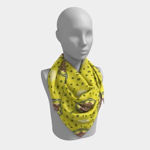 25 Inch Square Scarf Head Wrap or Tie Golden Yellow Sun Design Silky Soft Chiffon Material image 4