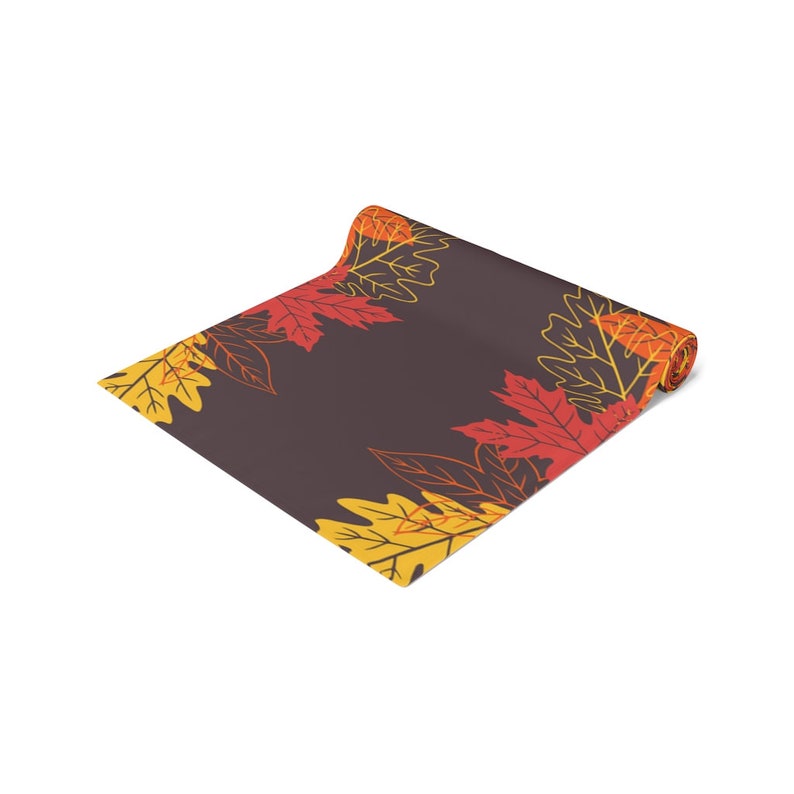 90 Long Table Runner Fall Leaves Polyester Material image 8