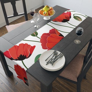 Table Runner 90 x 16 Red Poppies image 1