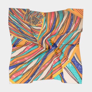 25 Inch Square Scarf Head Wrap or Tie | | Pop Art | Rainbow Colors | Silky Soft Chiffon Material